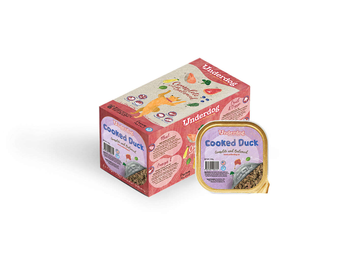 Underdog Cooked Duck Complete & Balanced Frozen Dog Food (1.2kg/3kg)