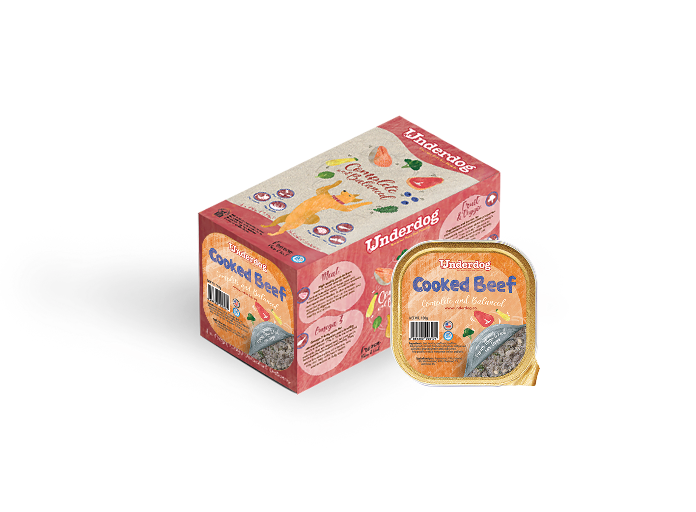 Underdog Cooked Beef Complete & Balanced Frozen Dog Food (1.2kg/3kg)