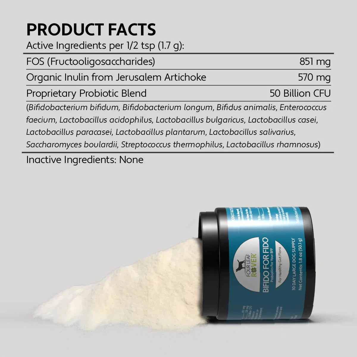 Four Leaf Rover: Bifido Fifo For Fido - Multi-Strain Probiotics with Organic Prebiotics (50.1g/1.76oz)