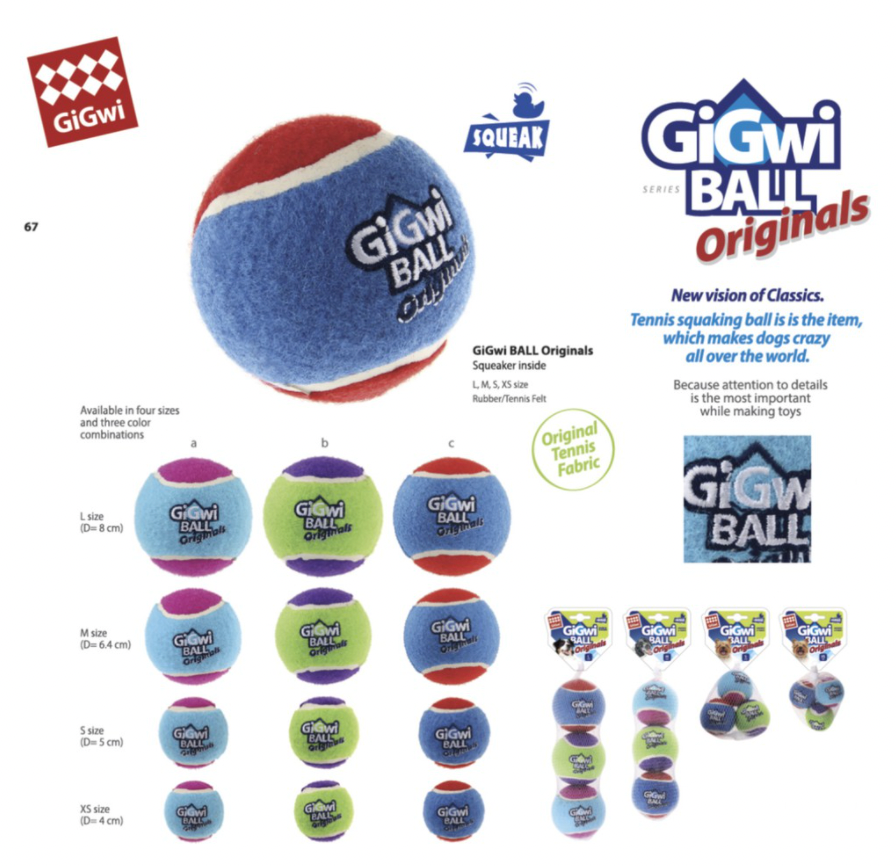 GiGwi Tennis Ball Series: Squeaky, Interactive, Bouncy dog training balls
