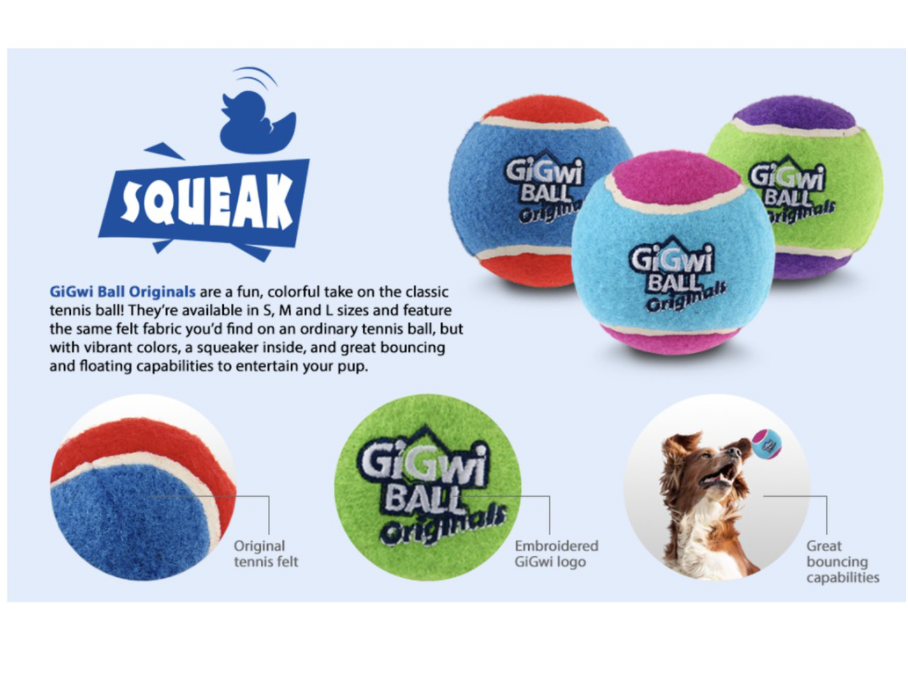 GiGwi Tennis Ball Series: Squeaky, Interactive, Bouncy dog training balls