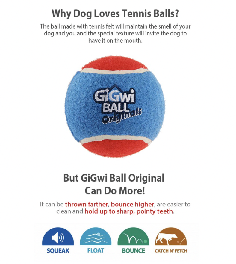 GiGwi Tennis Ball Series: Squeaky, Interactive, Bouncy dog training balls