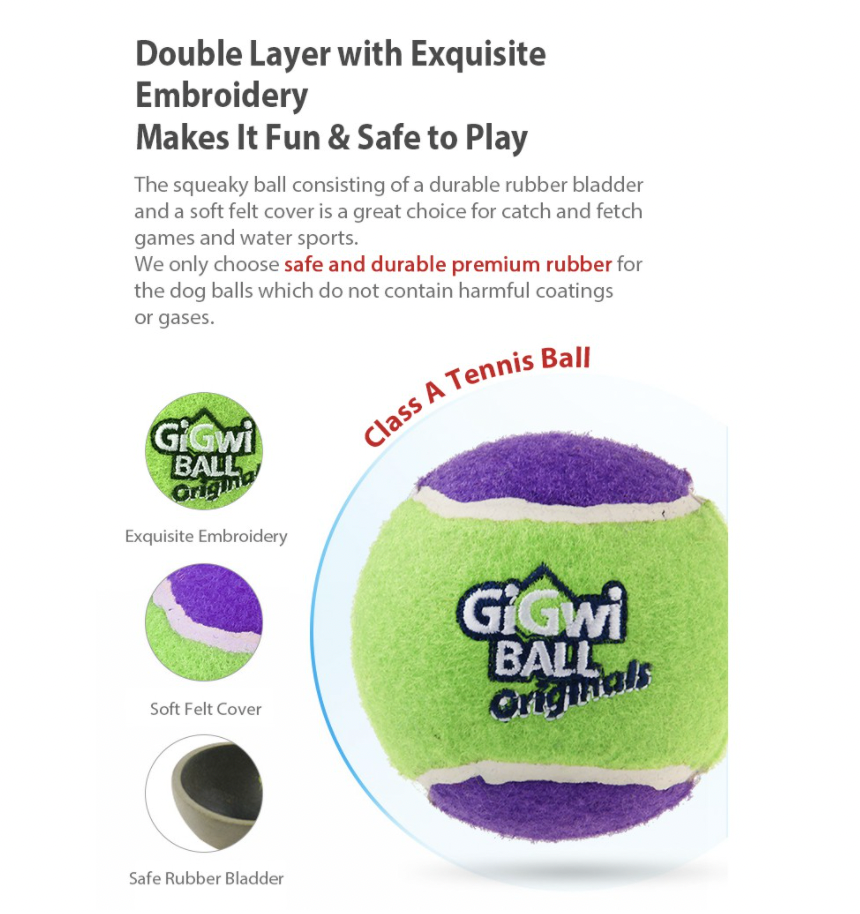 GiGwi Tennis Ball Series: Squeaky, Interactive, Bouncy dog training balls