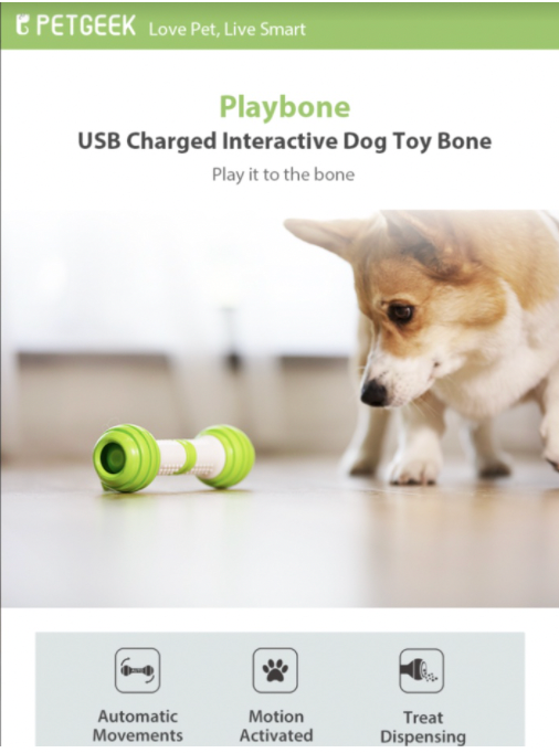 PETGEEK: USB Charged Interactive Dog Toy Bone - Playbone