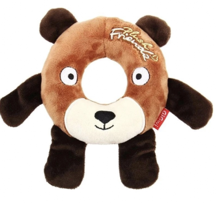 GiGwi Plush Friendz Ring Series: Interactive, Durable Dog Toys (Bear/ Deer)