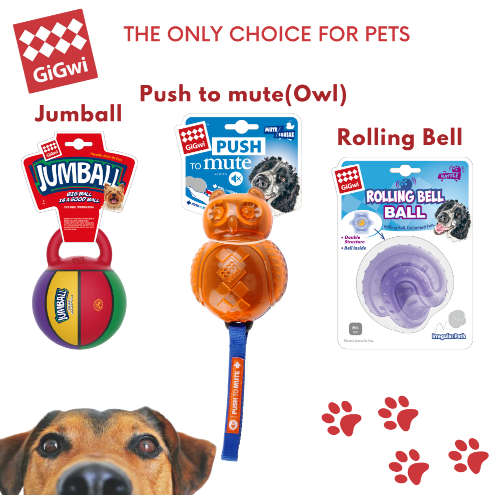 GiGwi Pet toys (Rolling Bell, Jumball, Owl)