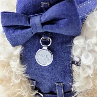 Dharf Denim Dog Harness — Detachable Bow-Tie for Dapper Dogs