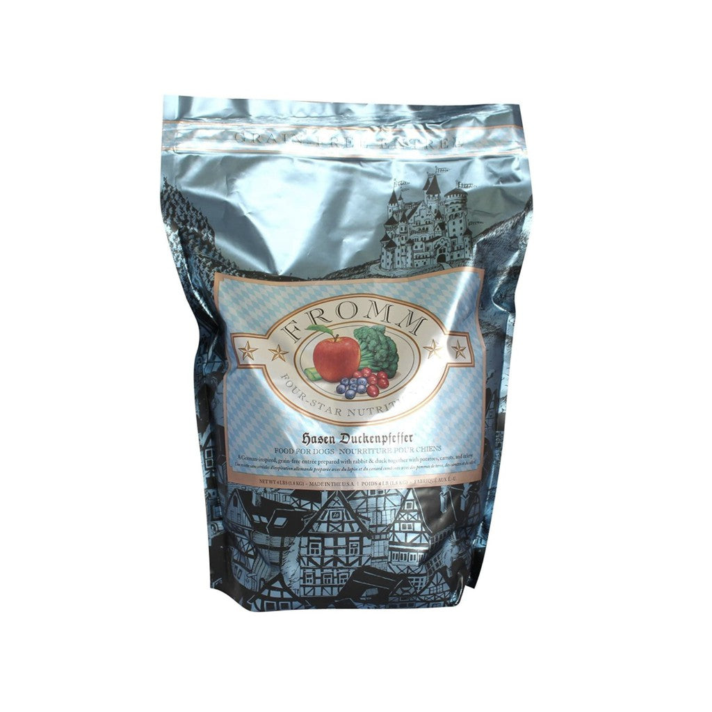 Fromm Four-Star Hasen Duckenpfeffer — Grain-Free Rabbit & Duck Dog Kibble (4lb)