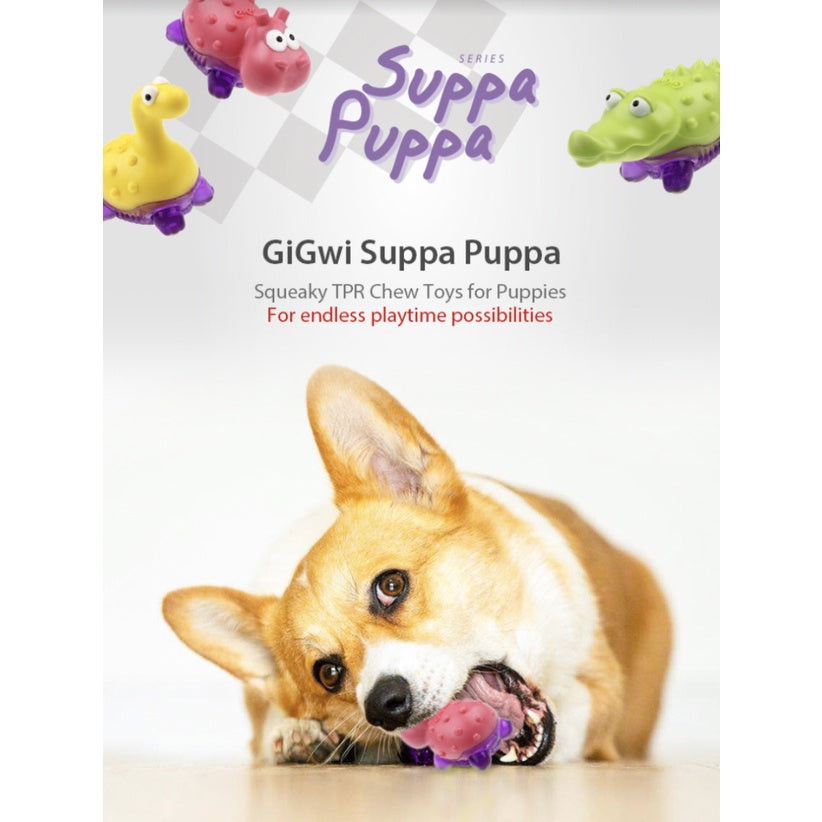 GiGwi Suppa Puppa TPR Chew Toy — Dino, Hippo, Alligator