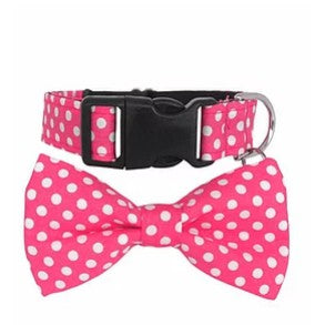 Dharf Dog Bow Tie — Pink Polka Dot Cotton