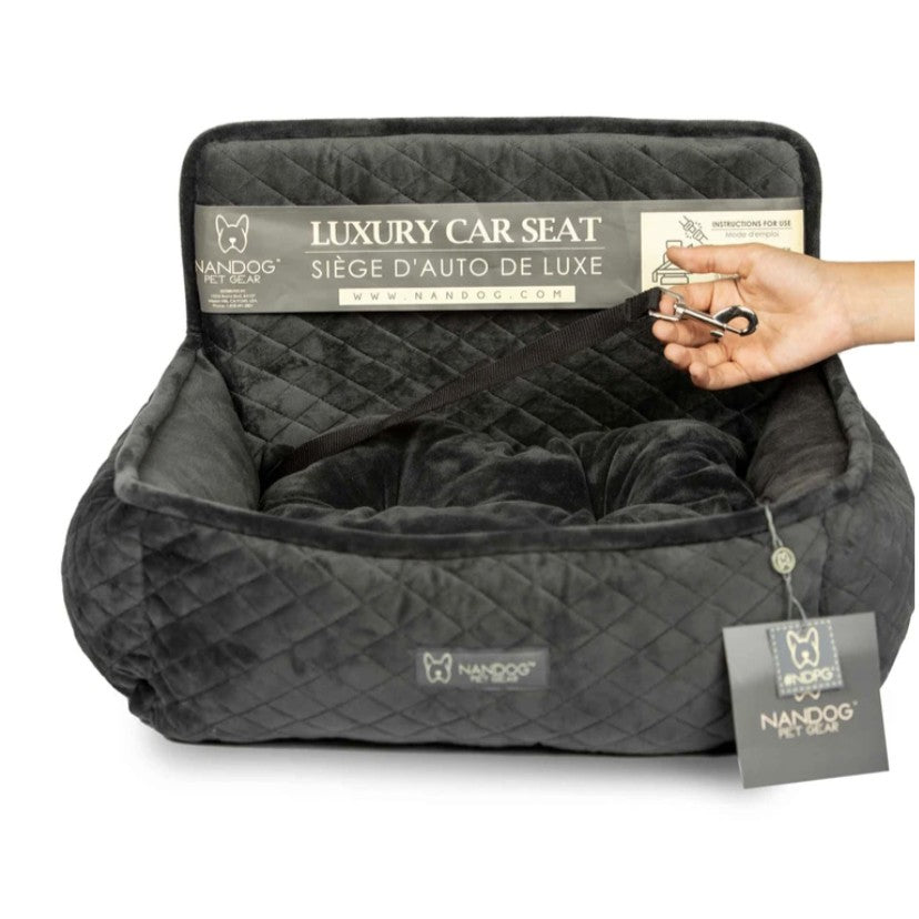 NANDOG Super Soft Luxe Dog Car Seat — Micro Plush with Safety Straps (Small/Large)