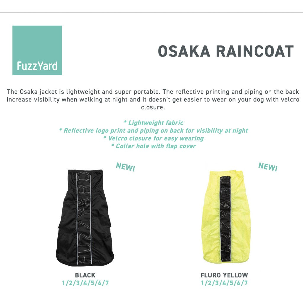 Fuzzyard Osaka Raincoat — Lightweight Portable Dog Jacket (7 Sizes)