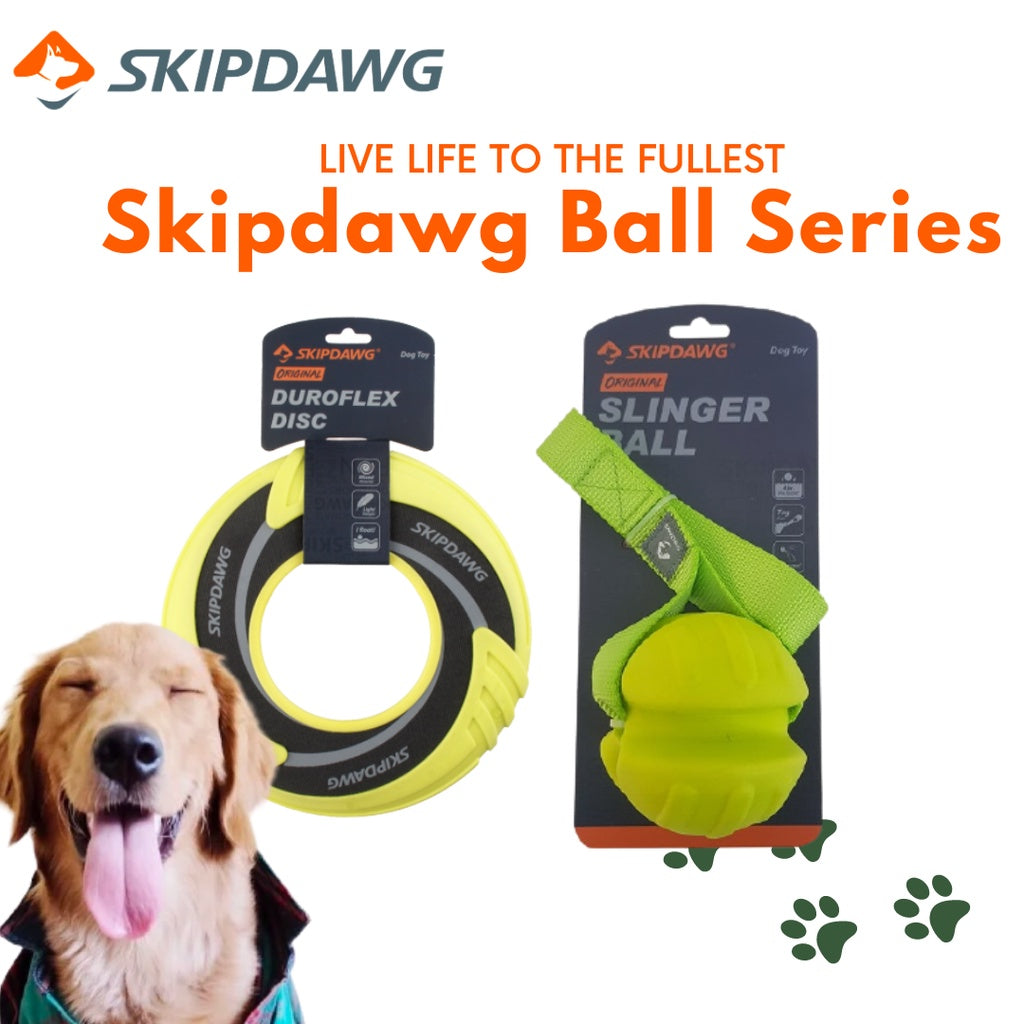 Skipdawg Duroflex Disc & Slinger Ball — Durable Dog Toys for Fetch & Tug