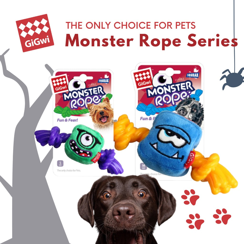 GiGwi Monster Rope — Plush & Rope Dog Toy (Blue Monster, Green Monster)