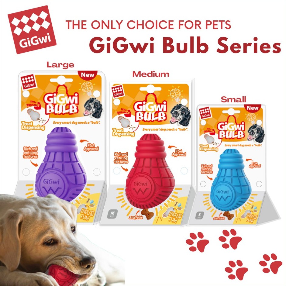 GiGwi Bulb Series – Interactive & Stuffable Dog Chew Toy (3 Sizes)
