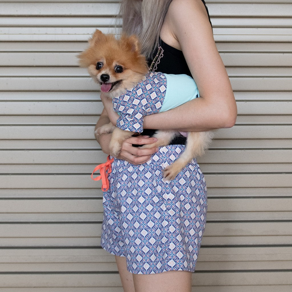 Ohpopdog Matching Human Shorts — Bunga Peach 6 Print (S, M, L)