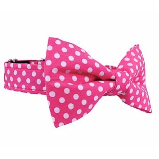 Dharf Dog Bow Tie — Pink Polka Dot Cotton