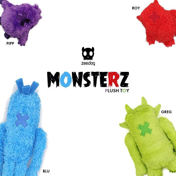 Zee.Dog Monsterz Plush Dog Toy — Blu, Greg, Pipp & Roy Squeaky Collection