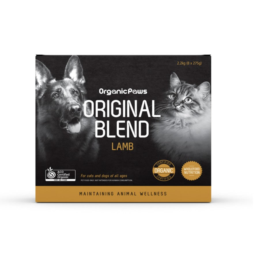 Organic Paws Original Blend — Certified Organic Lamb Raw Cat & Dog Food (8 x 275gm)