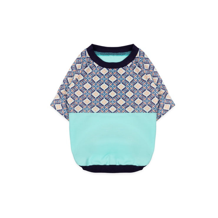 Ohpopdog Heritage Raglan Shirt — Peranakan-Inspired Pattern for Dogs (6 Sizes)