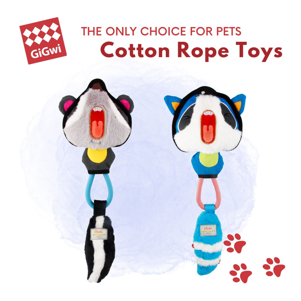 GiGwi Cotton-Rope Dog Toy — Squeaker & Crinkle Paper Tug Toy