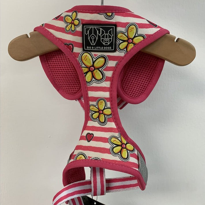 Big & Little Dogs Adjustable Dog Harness — Pink Sunflower (Size L, M, XL, XS)