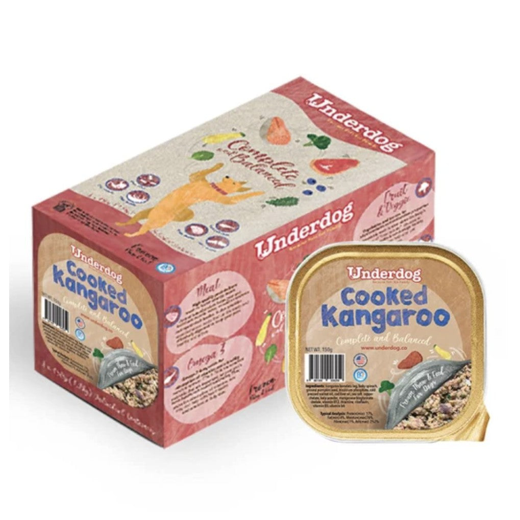 Underdog Cooked Kangaroo Complete & Balanced Frozen Dog Food — Single-Protein Meal (1.2kg/3kg)