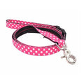 Dharf Dog Leash — Adjustable Cotton Webbing in Pink Polka Dot