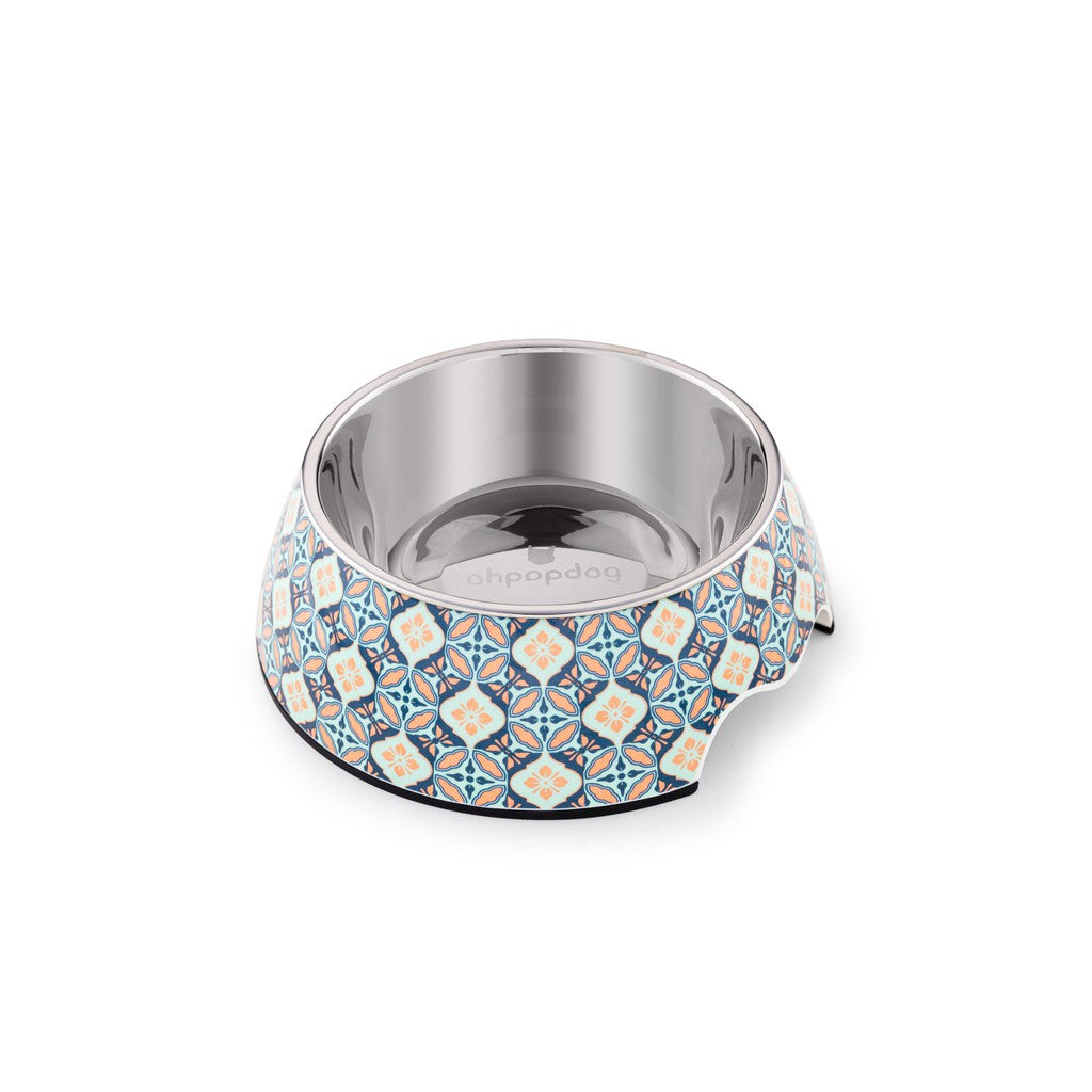 Ohpopdog Bunga Peach 6 Pet Bowl — Non-Slip with Stainless Steel Insert (3 Sizes)