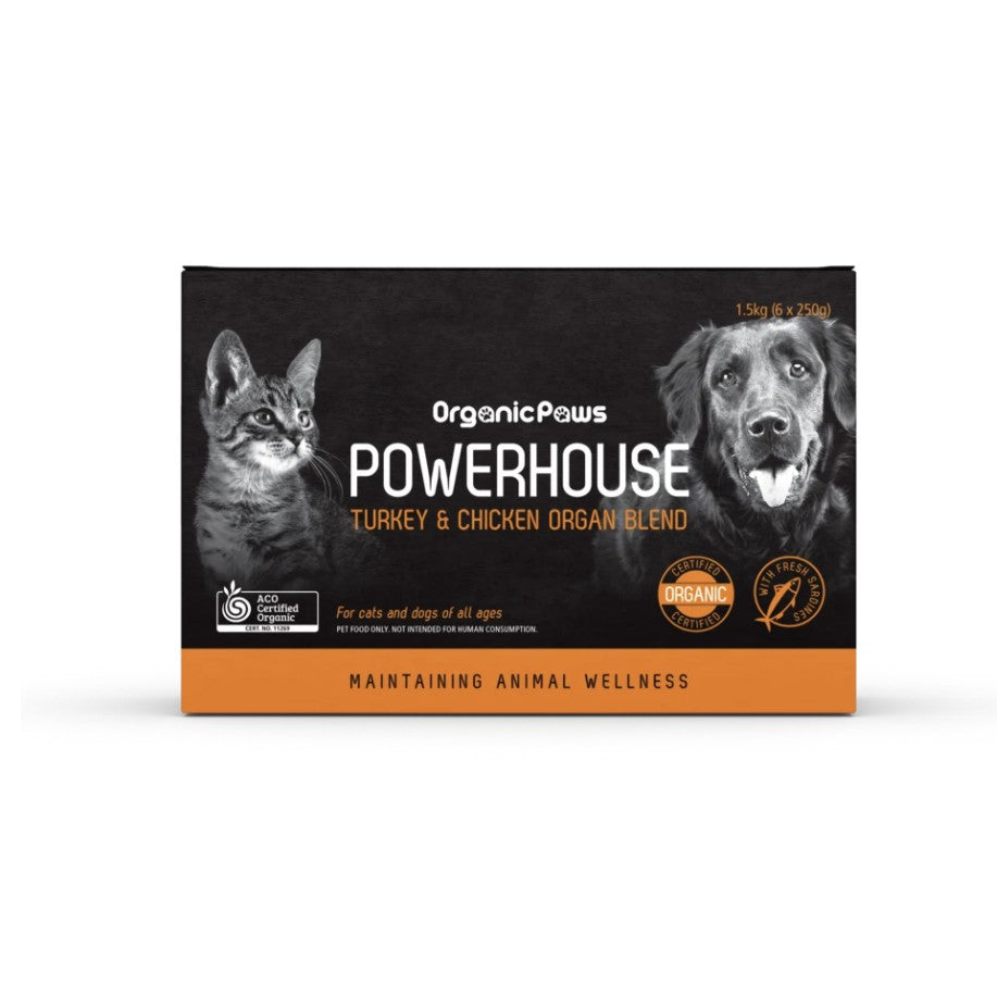 Organic Paws Powerhouse Organ Blend — Raw Turkey & Chicken Complete Meal (1.5kg)