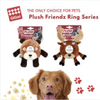GiGwi Plush Friendz Ring Dog Toy — Interactive, Durable Plush Toy (Bear/Deer)