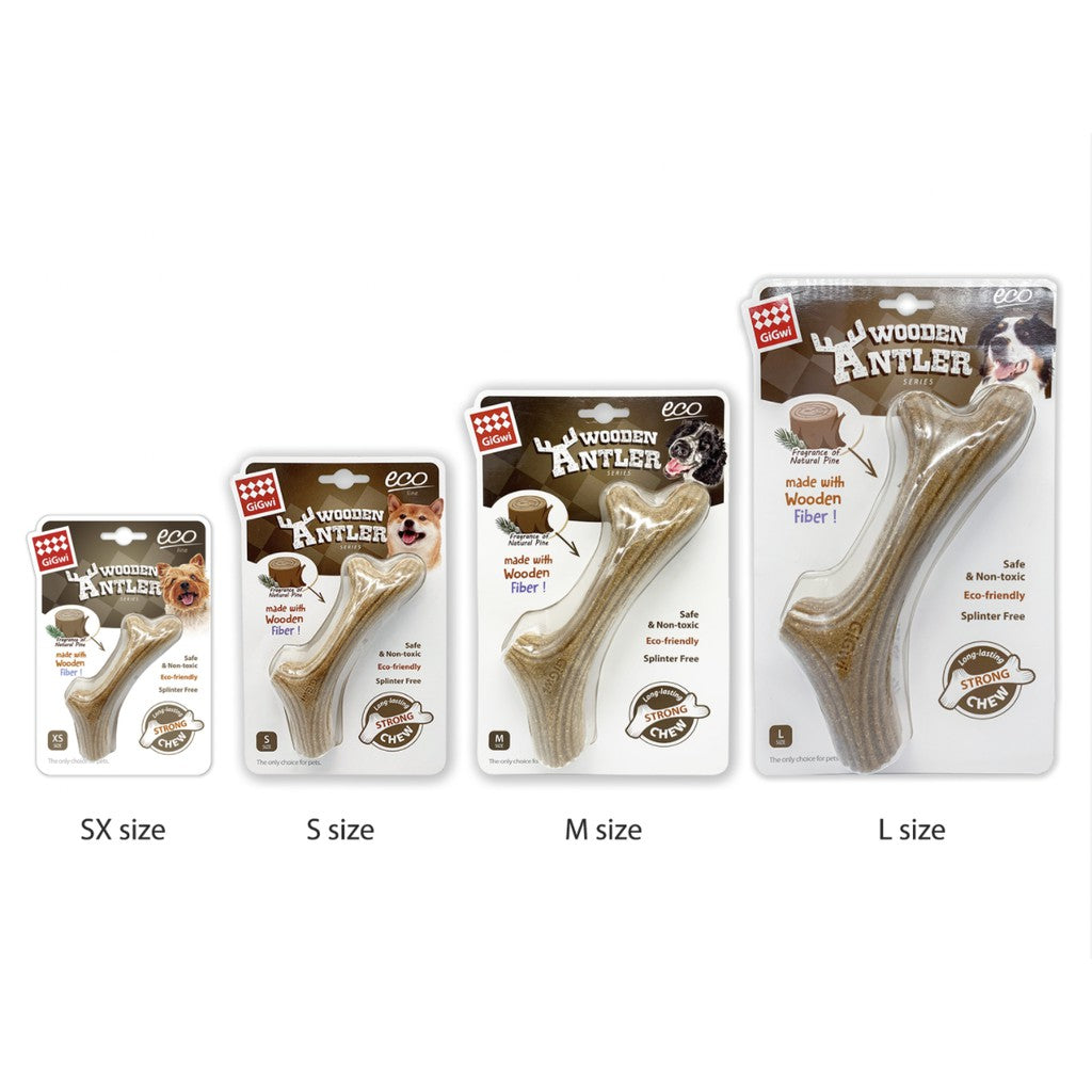 GiGwi Antler Wooden Chew Toy — Durable Natural Dog Chew Bone (4 Sizes)