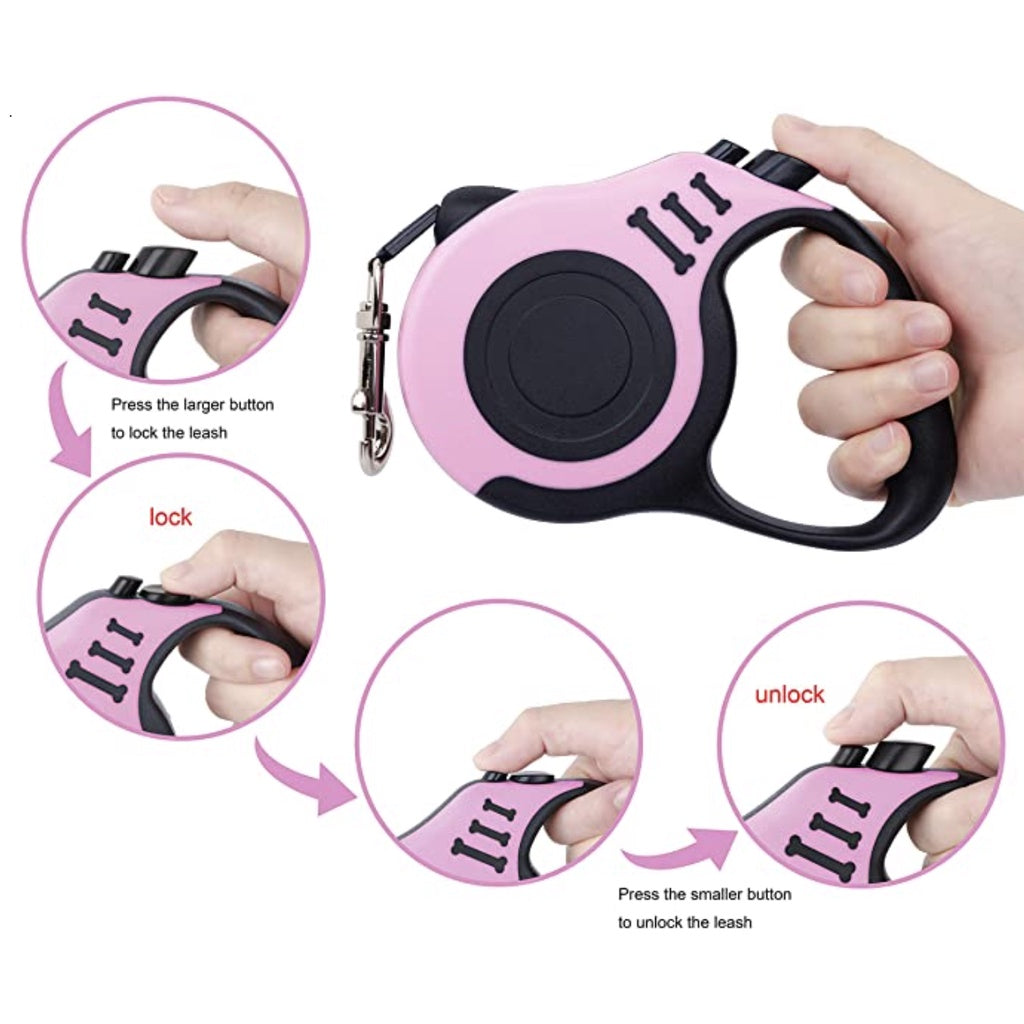 3M Automatic Retractable Leash — Reflective Nylon for Dogs & Cats (3m)