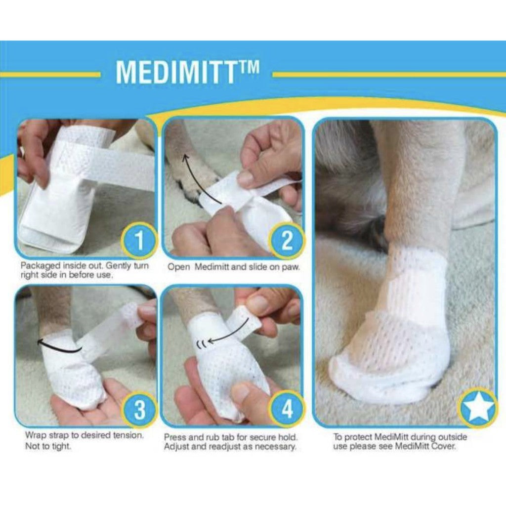 PawFlex Medimitts — Adjustable Wound Bandages for Dogs & Cats (Pack of 4)