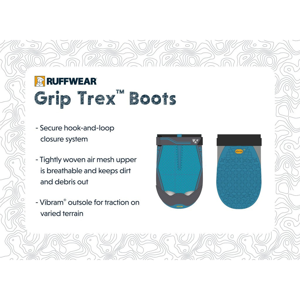 Ruffwear Grip Trex Dog Boots — All-Terrain Paw Protection for Active Dogs (Set of 2)
