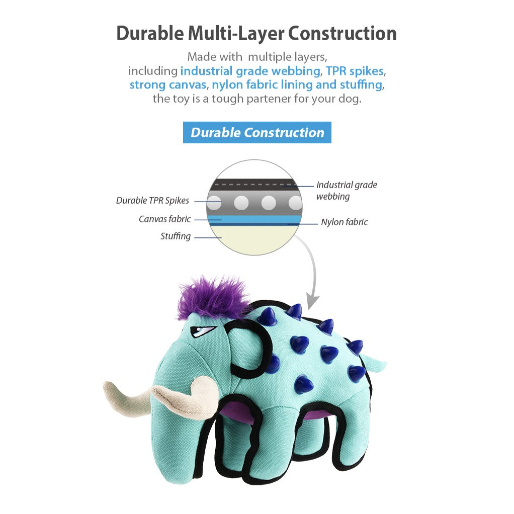 GiGwi Duraspikes Series — Durable Canvas Plush Dog Toy with TPR Spikes