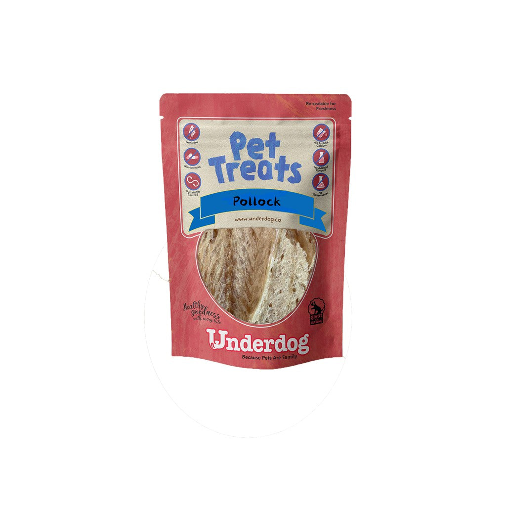 Underdog Pollock Treats — Single-Ingredient Fish Snack for Dogs & Cats (80g)