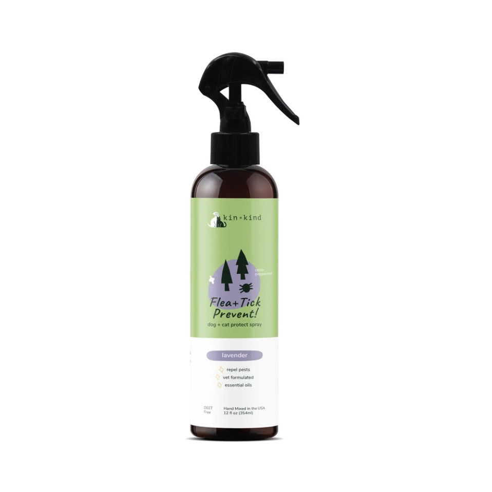 kin+kind Flea & Tick Protect Spray — Plant-Based, Vet-Formulated (12 oz)
