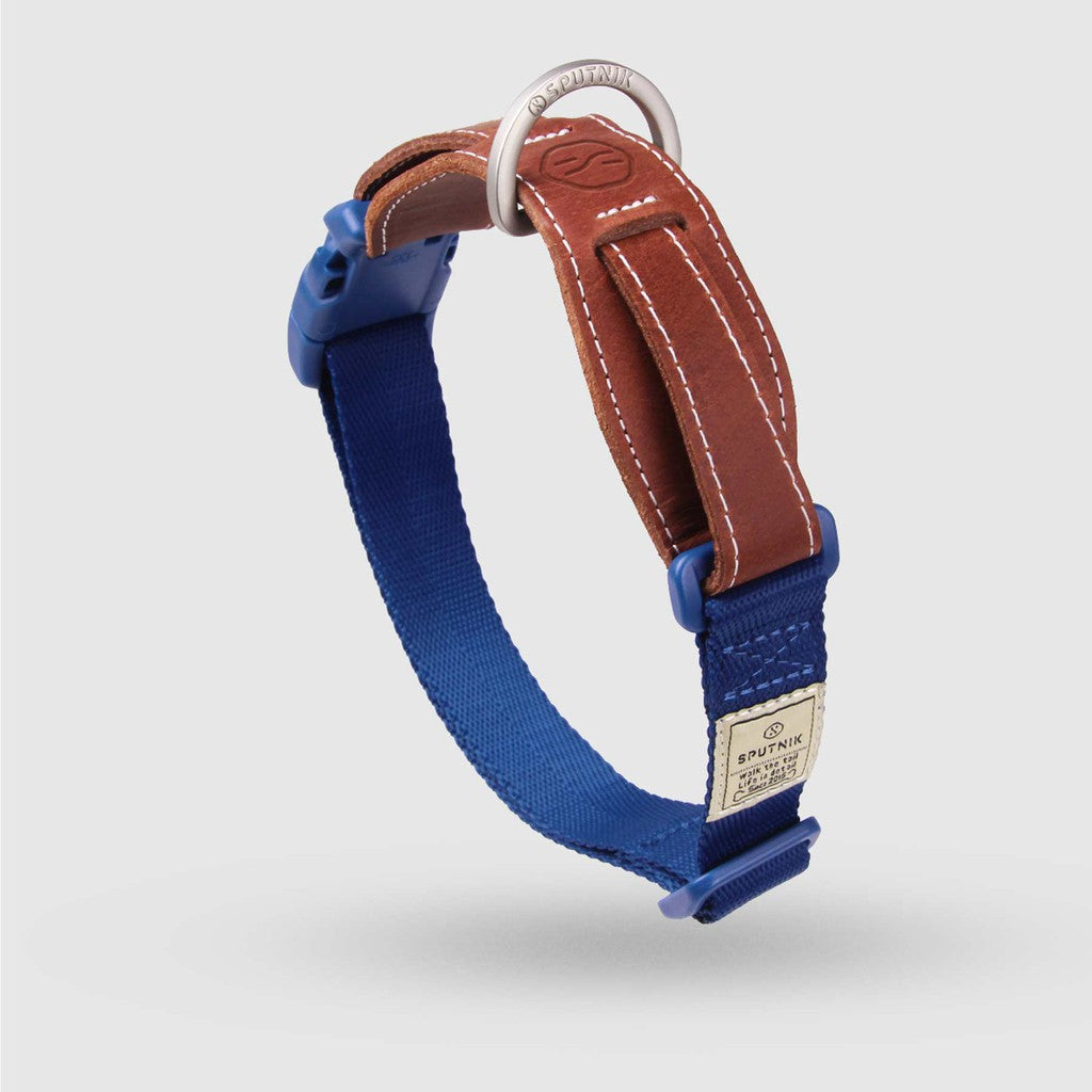 SPUTNIK Dog Collar — Handcrafted Nylon & Genuine Leather (S/M/L)