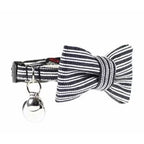 Dharf Cat Bow Tie Set — Black & White Breakaway Collar (20-29cm)