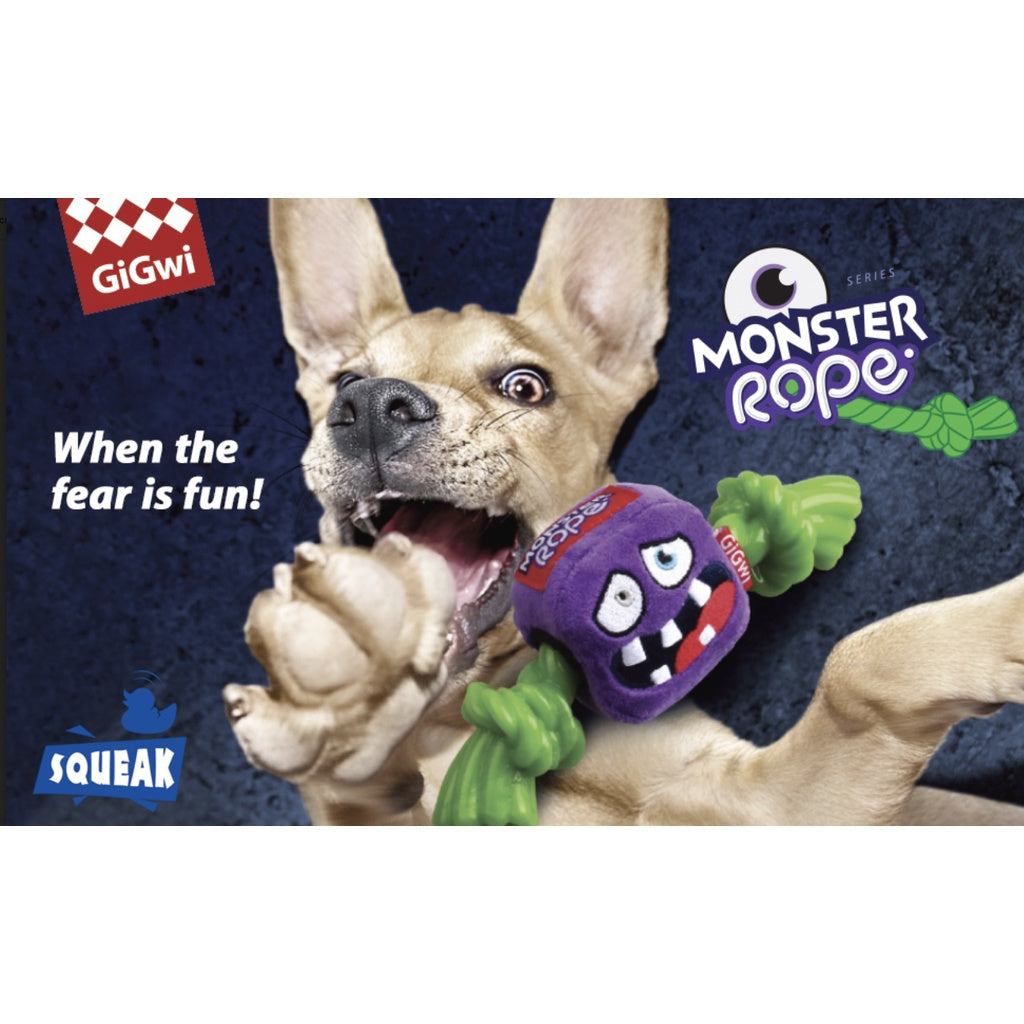 GiGwi Monster Rope — Plush & Rope Dog Toy (Blue Monster, Green Monster)