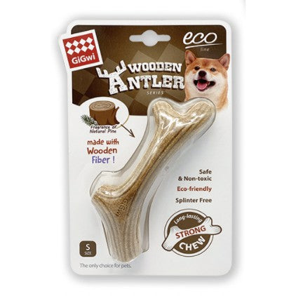 GiGwi Antler Wooden Chew Toy — Durable Natural Dog Chew Bone (4 Sizes)