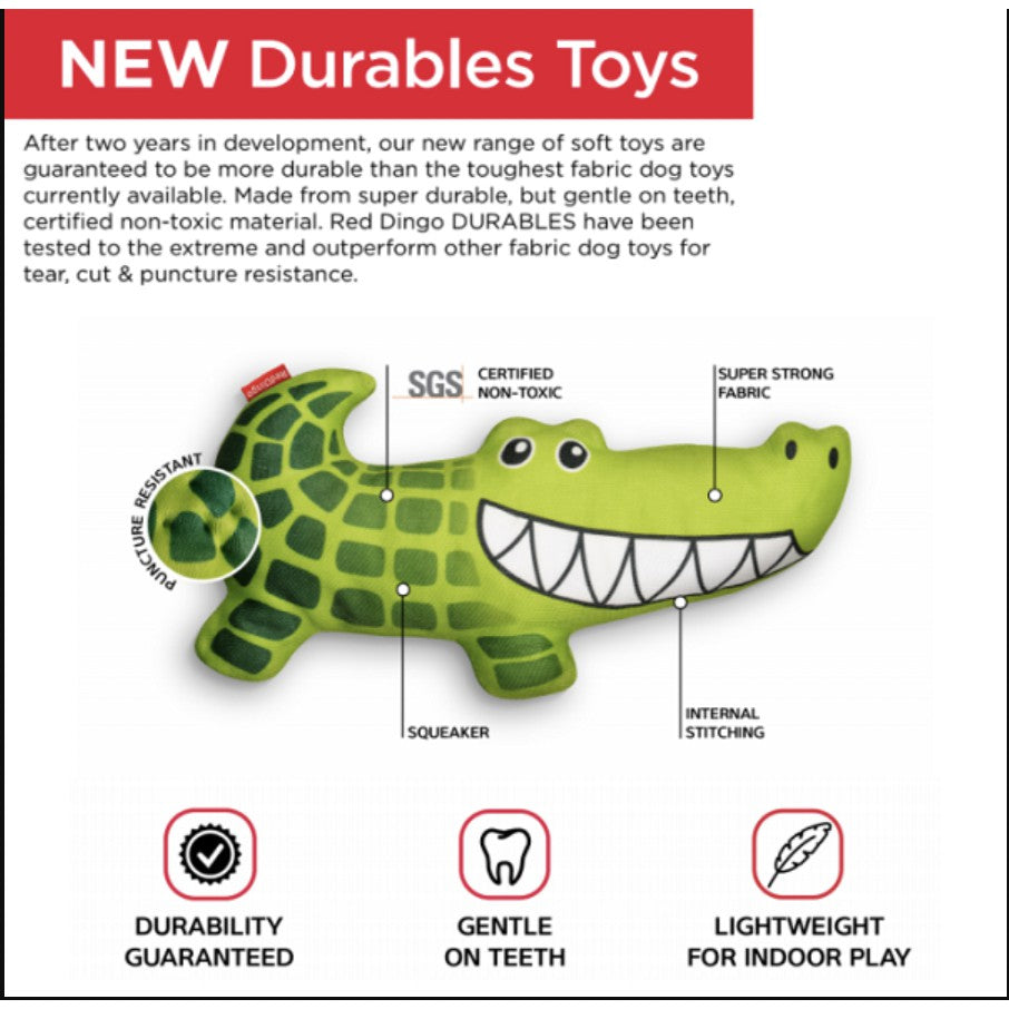 Red Dingo DURABLES — Puncture-Resistant Soft Dog Toys (8 Designs)