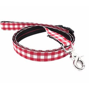Dharf Cotton Dog Leash — Adjustable 85-140cm (Red Checker)