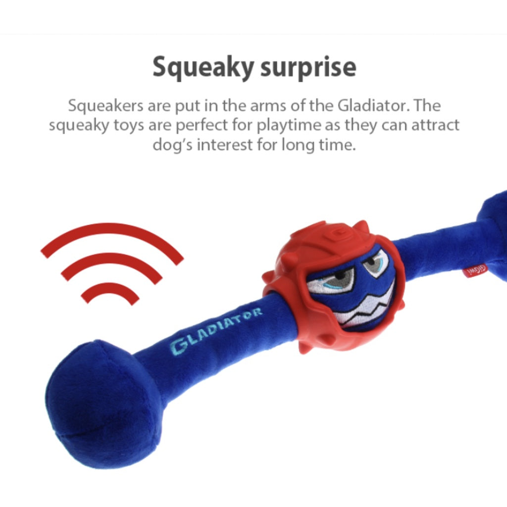 GiGwi Gladiator Series — Durable Plush Tug Toy with Squeakers (TPR Armour)