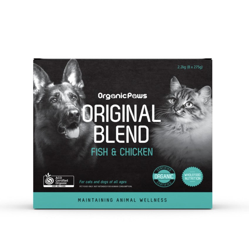 Organic Paws Original Blend — Organic Fish & Chicken Raw Frozen Food (8x275gm)