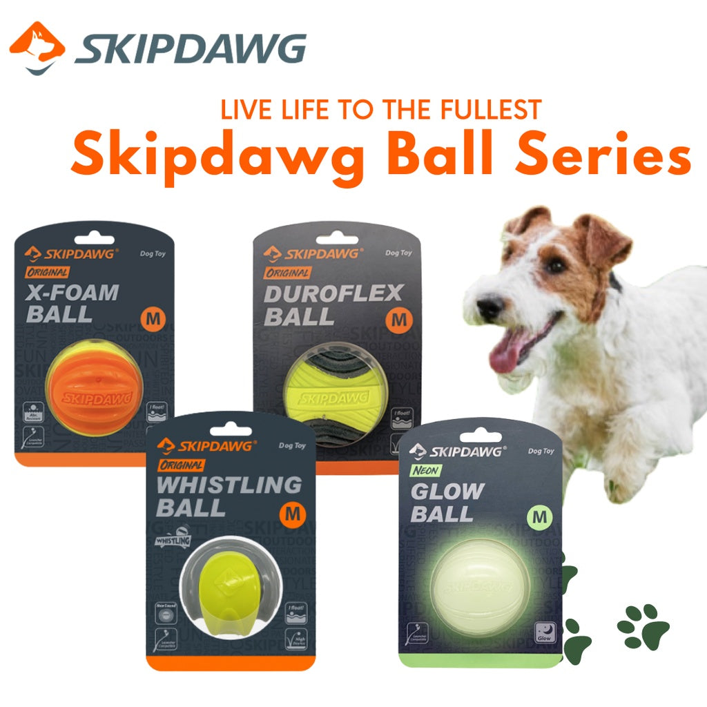 Skipdawg Series Dog Balls — X-Foam, Duroflex, Whistling & Glow