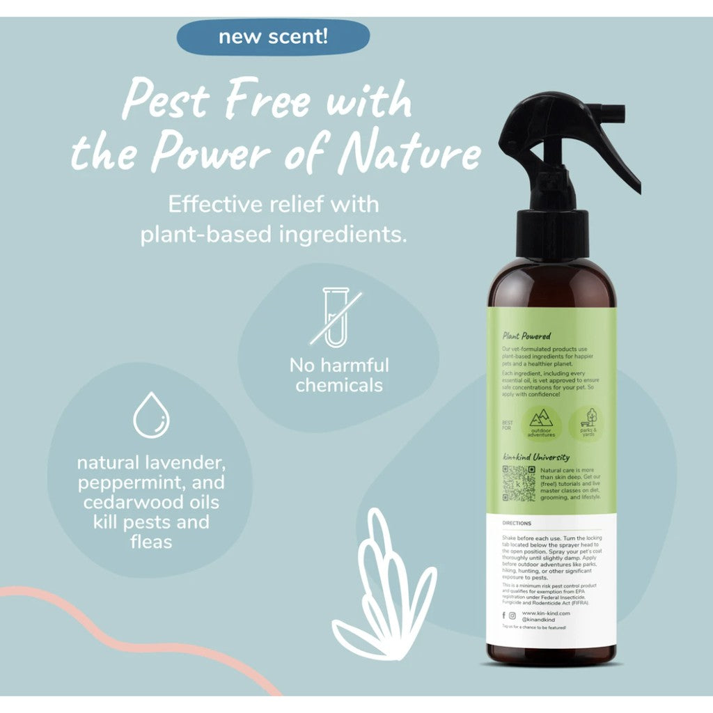 kin+kind Flea & Tick Protect Spray — Plant-Based, Vet-Formulated (12 oz)