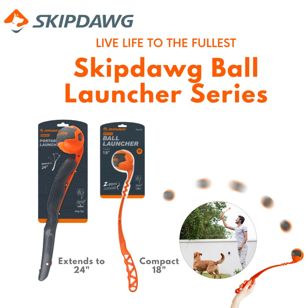 Skipdawg Ball Launcher — Hands-Free Fetch Toy (18"/24")