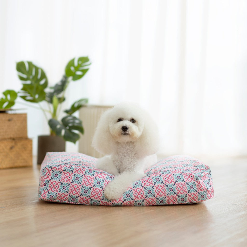 ohpopdog Bibik Pink 14 Microbeads Bed — Peranakan Inspired (2 Sizes)